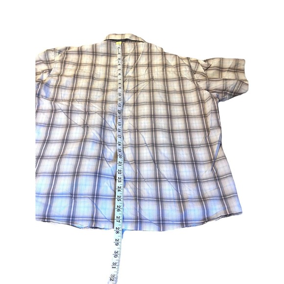 Wrangler Wrancher Pearl Snap Shirt Mens XL Brown/White Plaid Short Sleeve - Picture 3 of 6